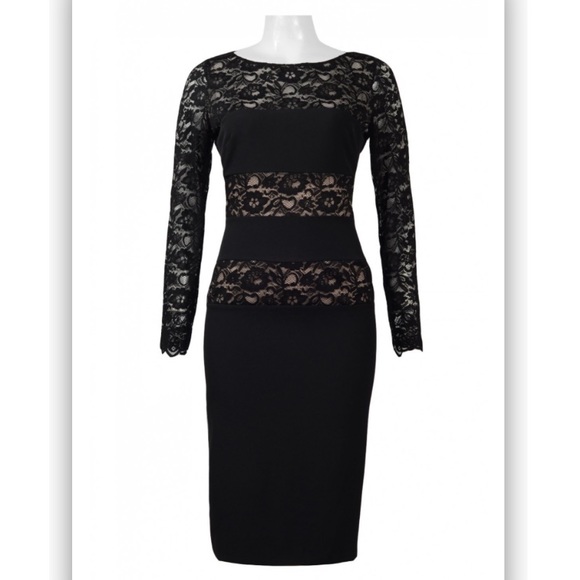 London Times Dresses & Skirts - London Times NWT black & nude lace dress size 12